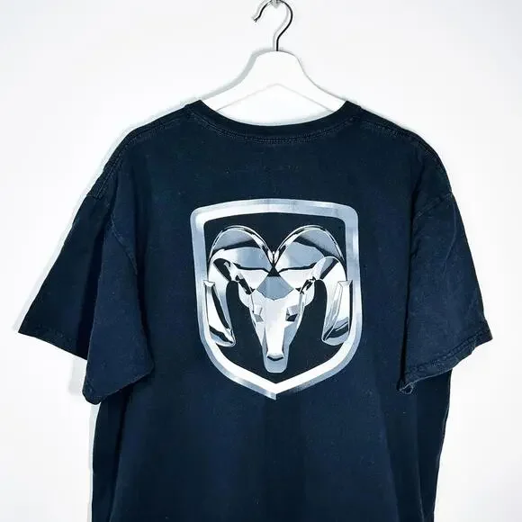 Dodge Ram Short Sleeve Graphic Logo T-Shirt Black Cotton Men Size XL - Picture 1 of 6
